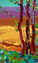Three Trees In Provence II by Jeffrey Pratt - Original Painting on Board sized 8x12 inches. Available from Whitewall Galleries